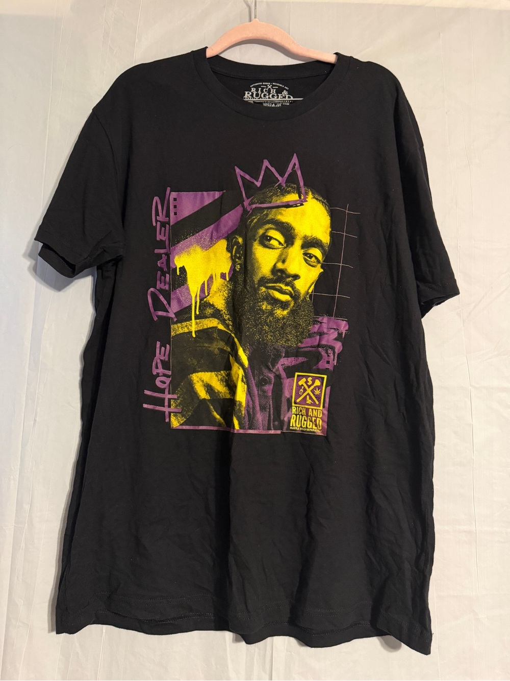 Nipsey Hussle Hope Dealer Rich & Rugged Graphic T-Shirt Men’s XL Black Rap Tee